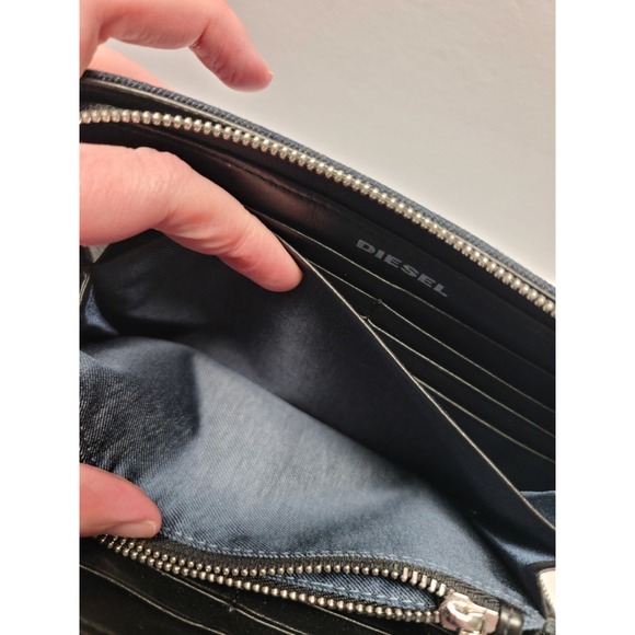 Diesel Denim Wallet Women Blue Jean Wallet Multiple Compartments Functional Zip - Picture 16 of 16